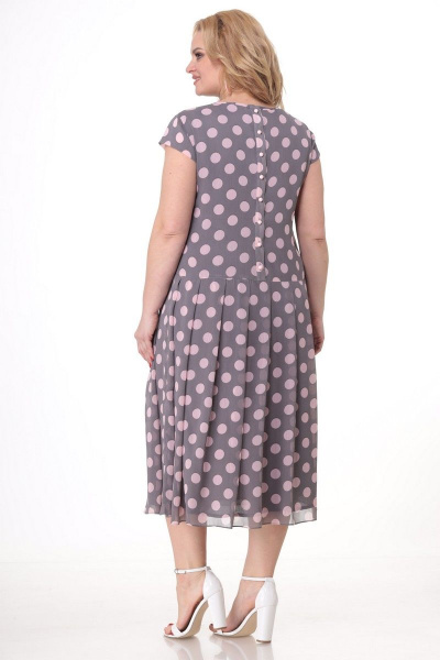 Платье Кэтисбел 1508 серый+розовый_горох - фото 3