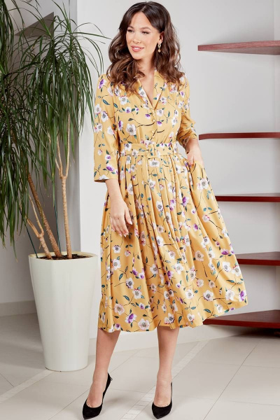 Платье Teffi Style L-1425 шафраново-желтый - фото 2