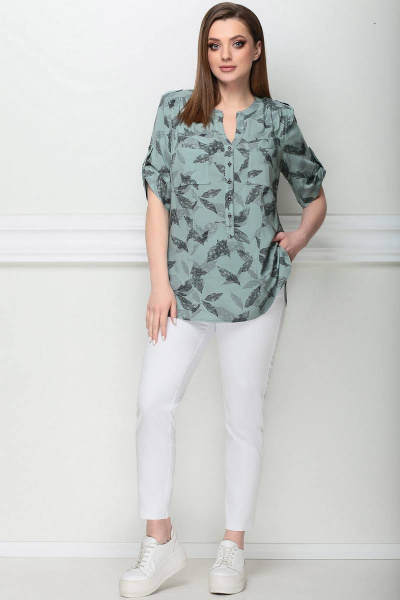 Блуза LeNata 11750 на-зеленом-рисунок - фото 2