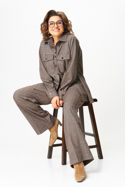 Брюки, рубашка AVA fashion М-155 коричневый - фото 10