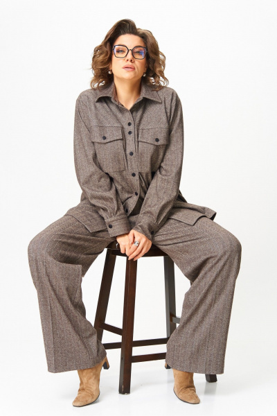 Брюки, рубашка AVA fashion М-155 коричневый - фото 9