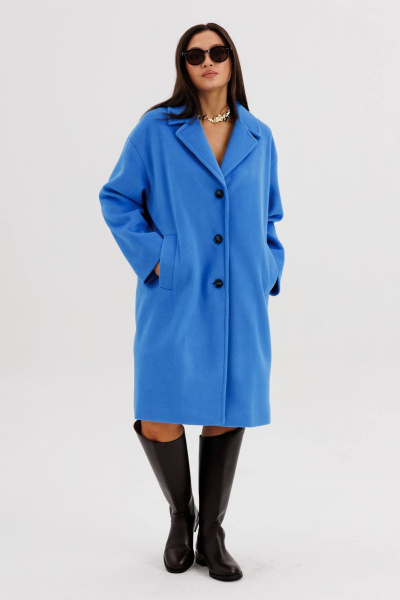 Голубое пальто рубашечного кроя с классическим воротником Fantazia Mod 4950 - фото 1