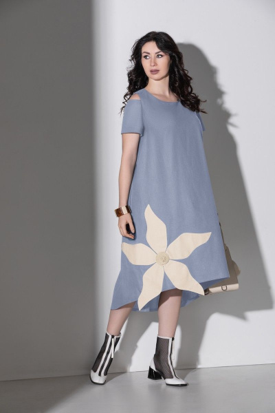 Платье ElPaiz 649 голубой-белый - фото 1