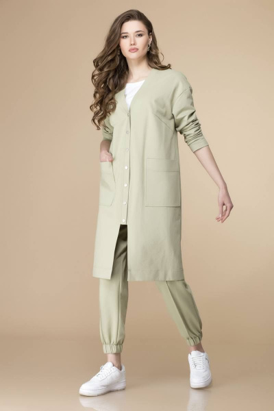 Блуза, брюки, кардиган Romanovich Style 3-2125 белый/хаки - фото 2