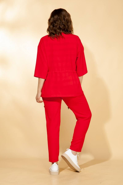 Блуза, брюки, кардиган Vilena 584 красный/полоска - фото 5