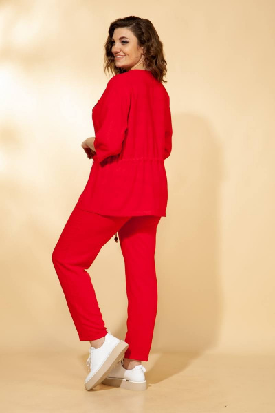 Блуза, брюки, кардиган Vilena 584 красный/полоска - фото 4
