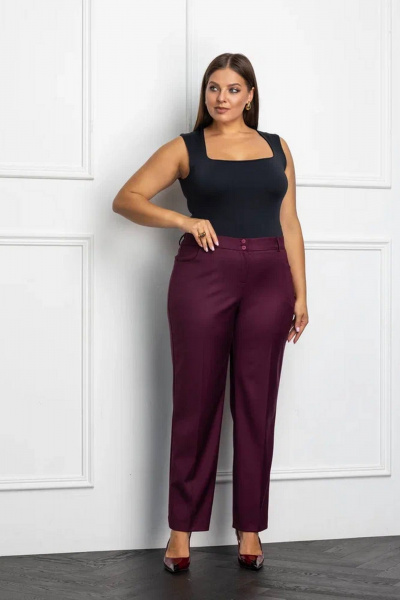 Брюки и жакет костюм в стиле Dandy с клеткой Gold Style 2668 бордо - фото 7