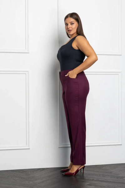 Брюки и жакет костюм в стиле Dandy с клеткой Gold Style 2668 бордо - фото 2