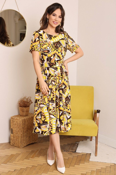 Жакет, платье Мода Юрс 2513-1 лимон - фото 3