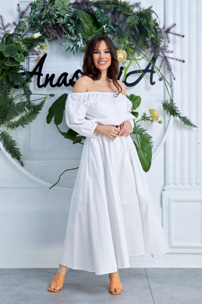 Платье, пояс Anastasia 629 белый - фото 4