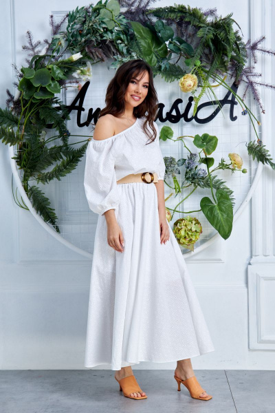 Платье, пояс Anastasia 629 белый - фото 1