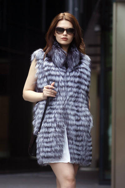 Жилет из меха замшей и кожи с прорезными карманами Мехофф Жилет171.62-06 серебристо-черный - фото 3