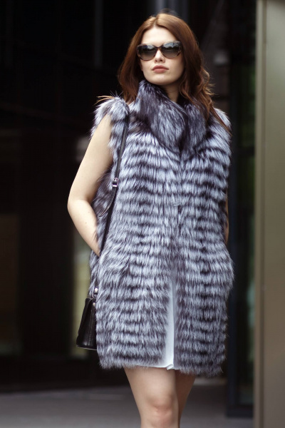 Жилет из меха замшей и кожи с прорезными карманами Мехофф Жилет171.62-06 серебристо-черный - фото 2