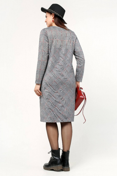 Платье с эффектной люрексной тесьмой и карманами из трикотажа La rouge 52642 клетка - фото 3