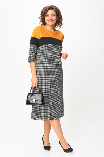 Изящное женское платье гусиная лапка,горчица Michel chic 2188 гусиная лапка,горчица - фото 2