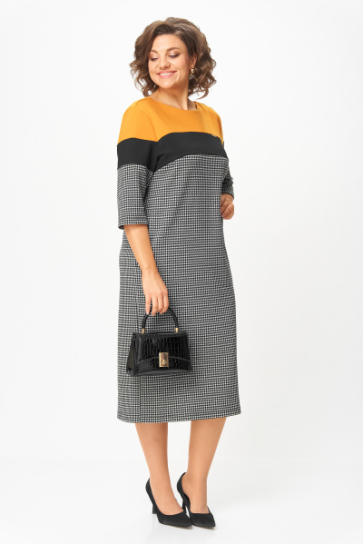 Изящное женское платье гусиная лапка,горчица Michel chic 2188 гусиная лапка,горчица - фото 4
