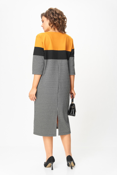 Изящное женское платье гусиная лапка,горчица Michel chic 2188 гусиная лапка,горчица - фото 5