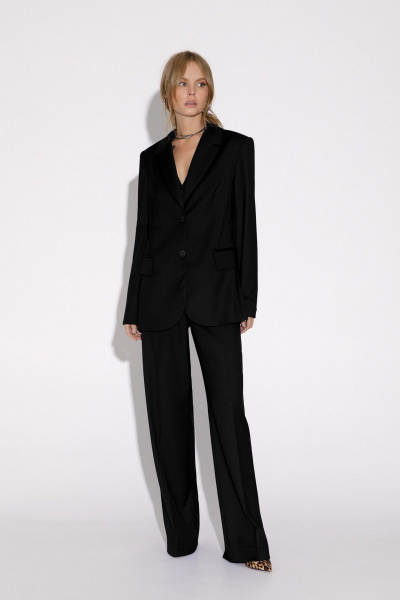 Жакет деловой свободного кроя из вискозы с карманами PiRS 4526 черный - фото 2