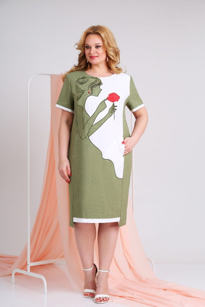 Платье Ивелта плюс 1680 зеленый - фото 1