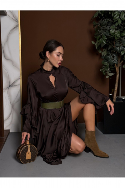 Платье, ремень Pavlova 202 горький_шоколад - фото 11