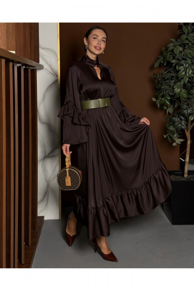 Платье, ремень Pavlova 202 горький_шоколад - фото 10