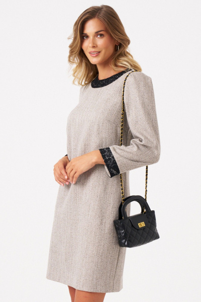 Платье Панда 113380 серо-бежевый - фото 4