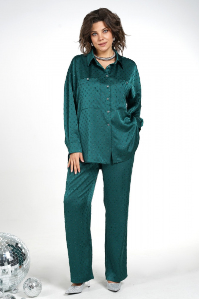 Блуза, брюки Alani Collection 2476 бутылка - фото 2