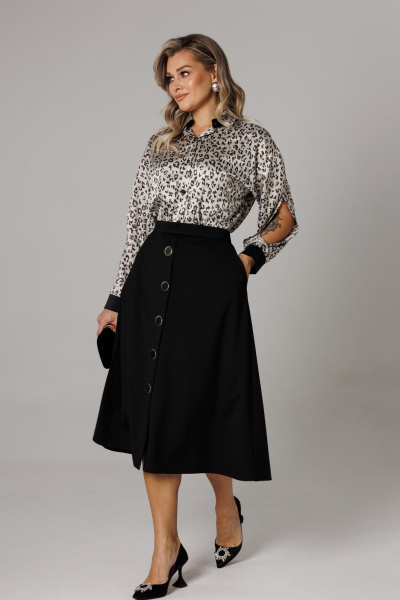 Блуза, юбка Anastasia 1306 платина/черный - фото 9