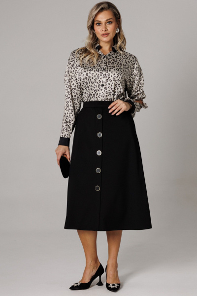 Блуза, юбка Anastasia 1306 платина/черный - фото 5