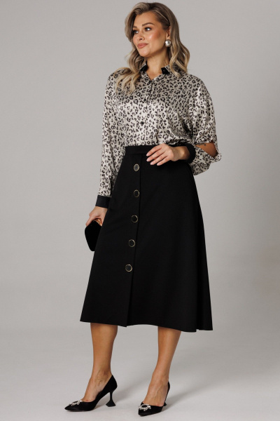 Блуза, юбка Anastasia 1306 платина/черный - фото 3