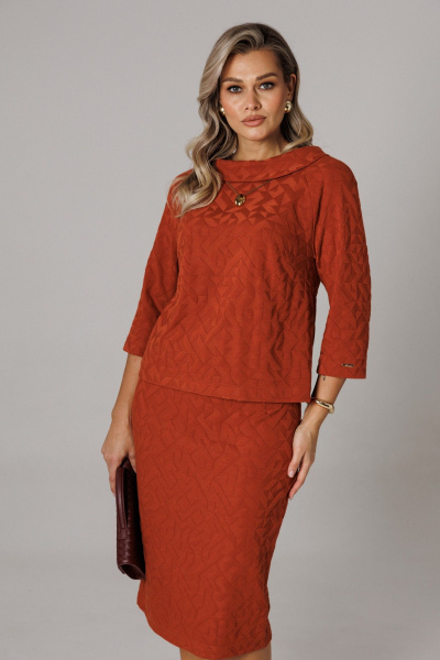 Блуза, юбка Anastasia 1303 терракот - фото 9