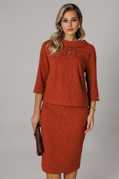 Блуза, юбка Anastasia 1303 терракот - фото 8