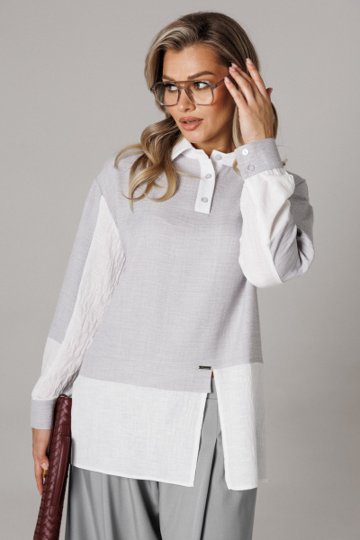 Блуза, брюки Anastasia 1242-2 французский_серый - фото 6