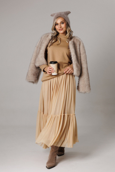 Джемпер, юбка Anastasia 1295 карамельный - фото 4