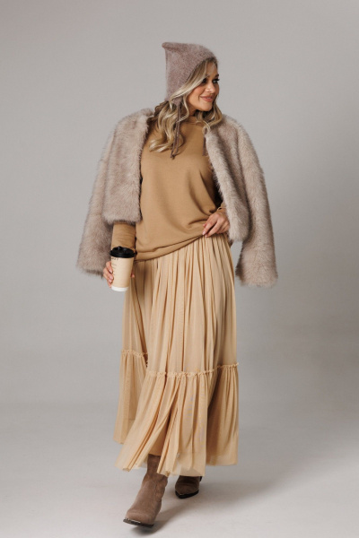 Джемпер, юбка Anastasia 1295 карамельный - фото 3