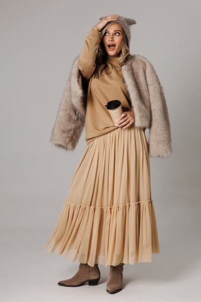 Джемпер, юбка Anastasia 1295 карамельный - фото 2