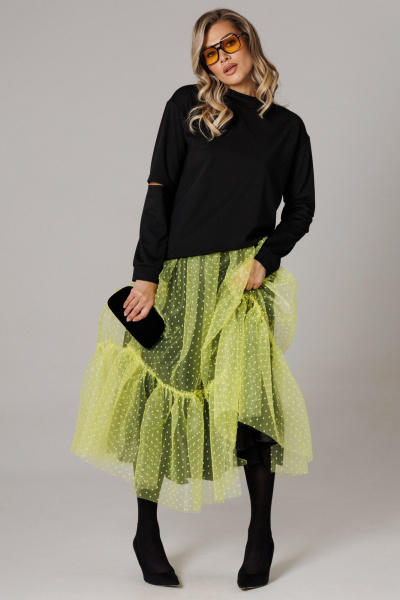 Джемпер, юбка Anastasia 1298 черный/лимонный - фото 6