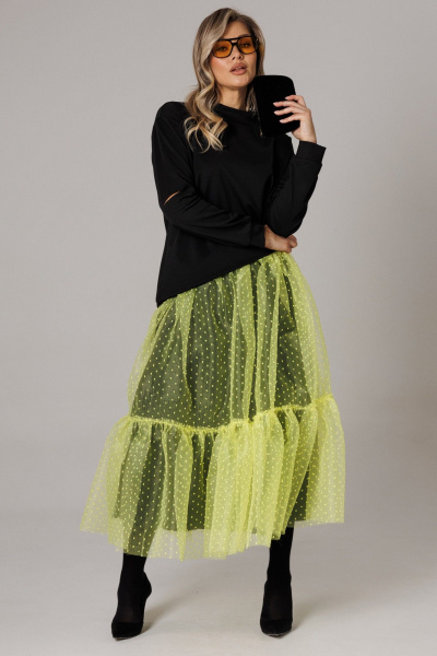 Джемпер, юбка Anastasia 1298 черный/лимонный - фото 4