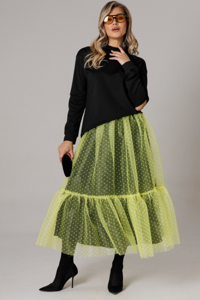 Джемпер, юбка Anastasia 1298 черный/лимонный - фото 1