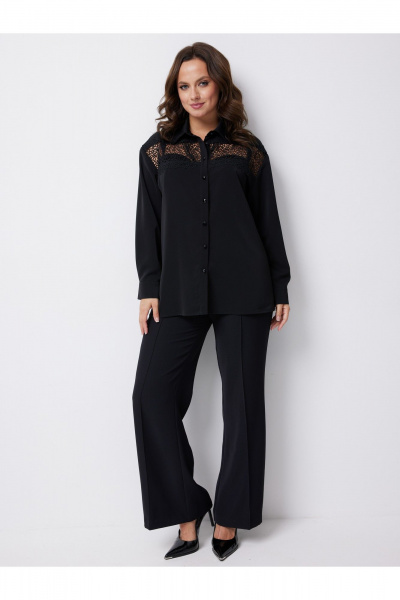 Брюки-клеш с завышенной талией на каждый день Condra 14097 черный - фото 5