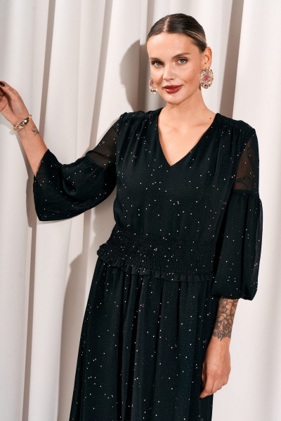 Платье из текстиля с V-образным вырезом и кокеткой Lissana 4776 - фото 6