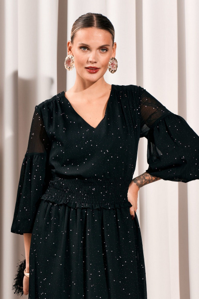 Платье из текстиля с V-образным вырезом и кокеткой Lissana 4776 - фото 5