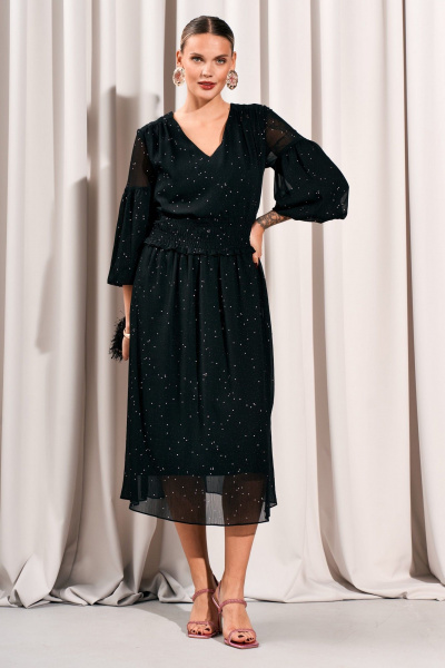 Платье из текстиля с V-образным вырезом и кокеткой Lissana 4776 - фото 2