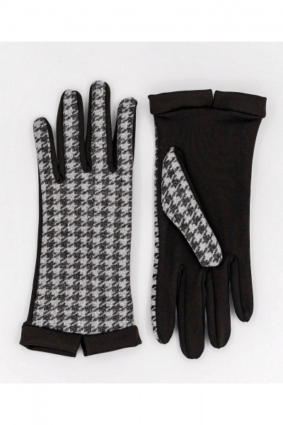 Трикотажные женские перчатки с бархатной отделкой на демисезон ACCENT 1108б черный - фото 1