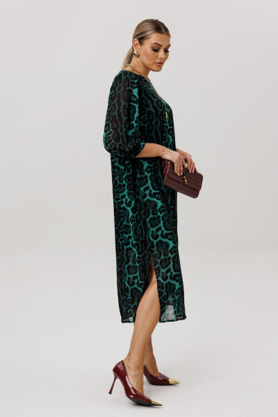 Платье Anelli 1733 леопардовый_изумруд - фото 9