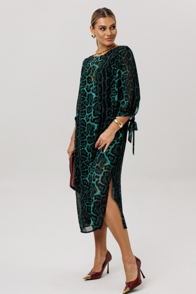 Платье Anelli 1733 леопардовый_изумруд - фото 8