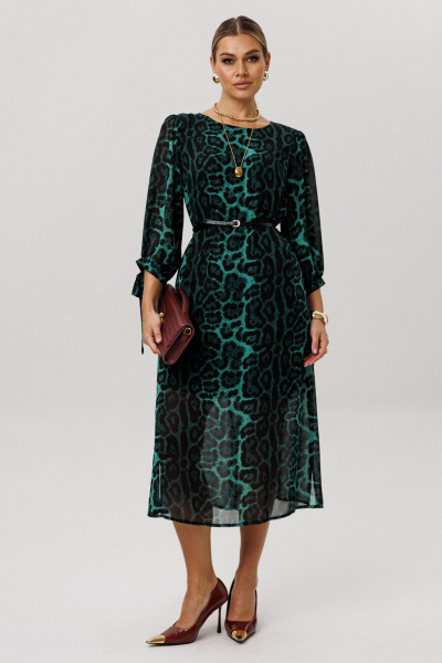 Платье Anelli 1733 леопардовый_изумруд - фото 6