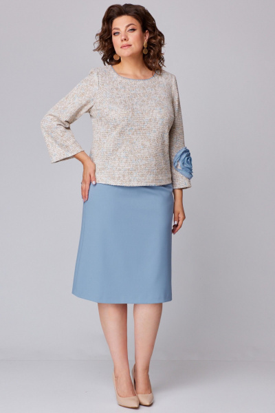 Туника, юбка Мишель стиль 1210-1 бежево-голубой - фото 2