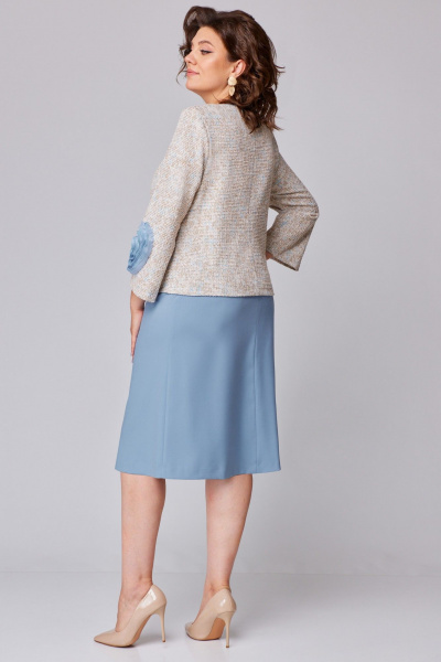 Туника, юбка Мишель стиль 1210-1 бежево-голубой - фото 5