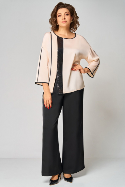 Брюки, туника Мишель стиль 1339 кремово-черный - фото 1